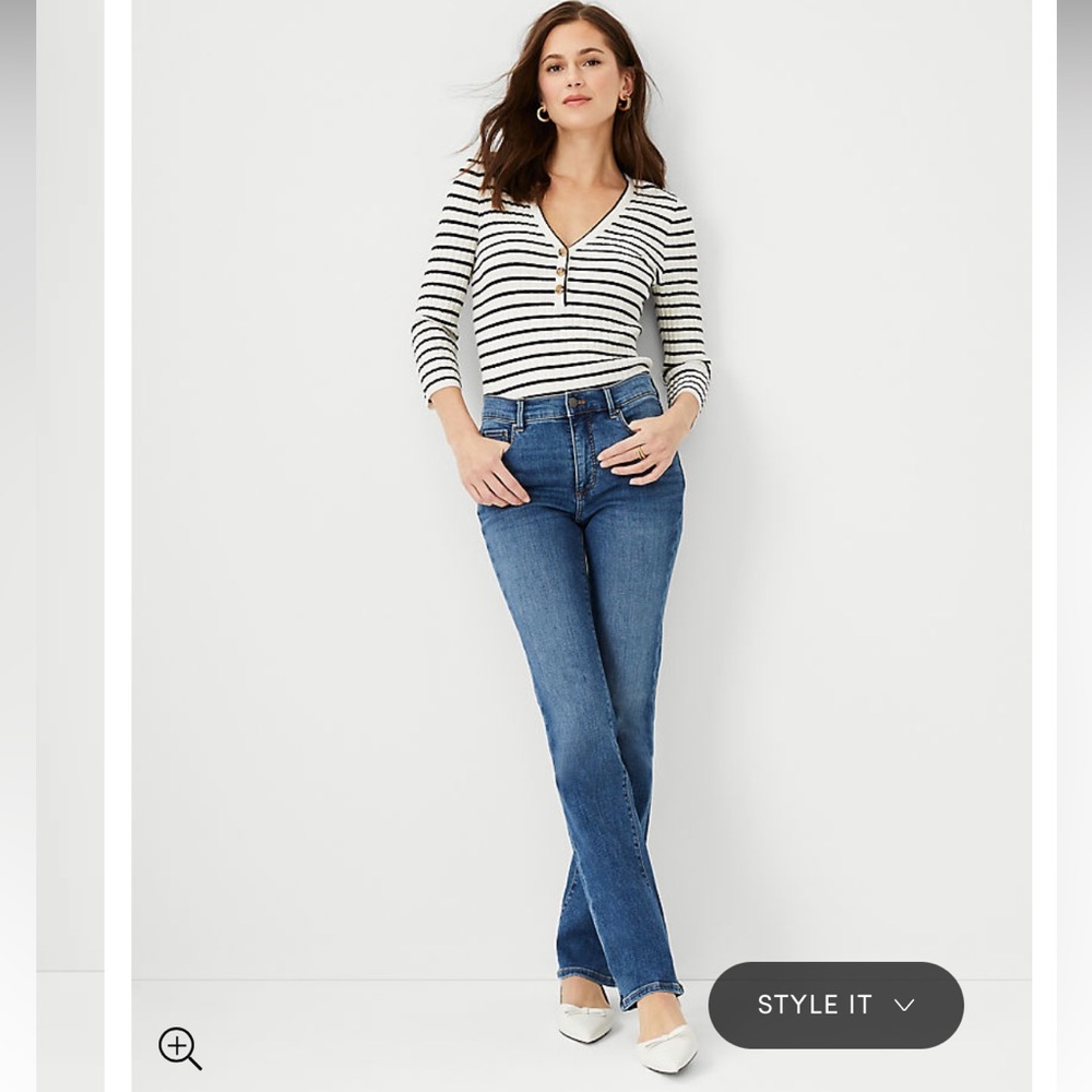NWT Ann Taylor petite curvy size 6 mid stone wash jeans